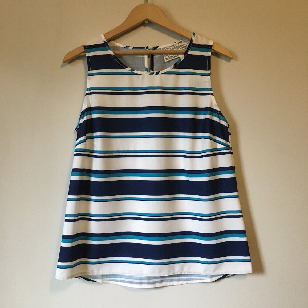 Pink Martini Blue Track Stripe Nautical Sleeveless Tank Top